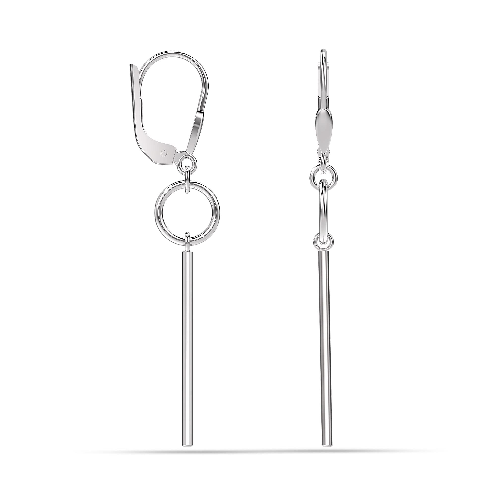 LeCalla 925 Sterling Silver BIS Hallmarked Circle Bar Leverback Drop Dangler Earrings for Women and Girls (B09VP5QWHC) Amazon Price History, Amazon Price Tracker