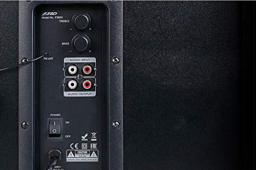 Detailed specifications and connectivity diagram for the FD F560X speaker system