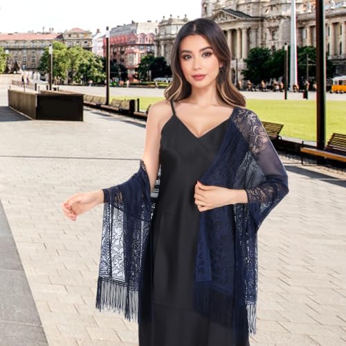 MUQU Shawls and Wraps for Evening Dresses - Lace Shawl Pashmina Wedding Formal Scarf for Women3