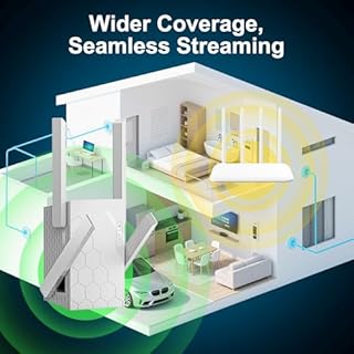 WiFi Extender Signal Booster, Dual Band 5.8GHz&2.4GHz, 1200M WiFi Booster for 45 Devices, Covers Up to 10200 Sq.ft, WiFi Repeater w/Ethernet Port for Home Office