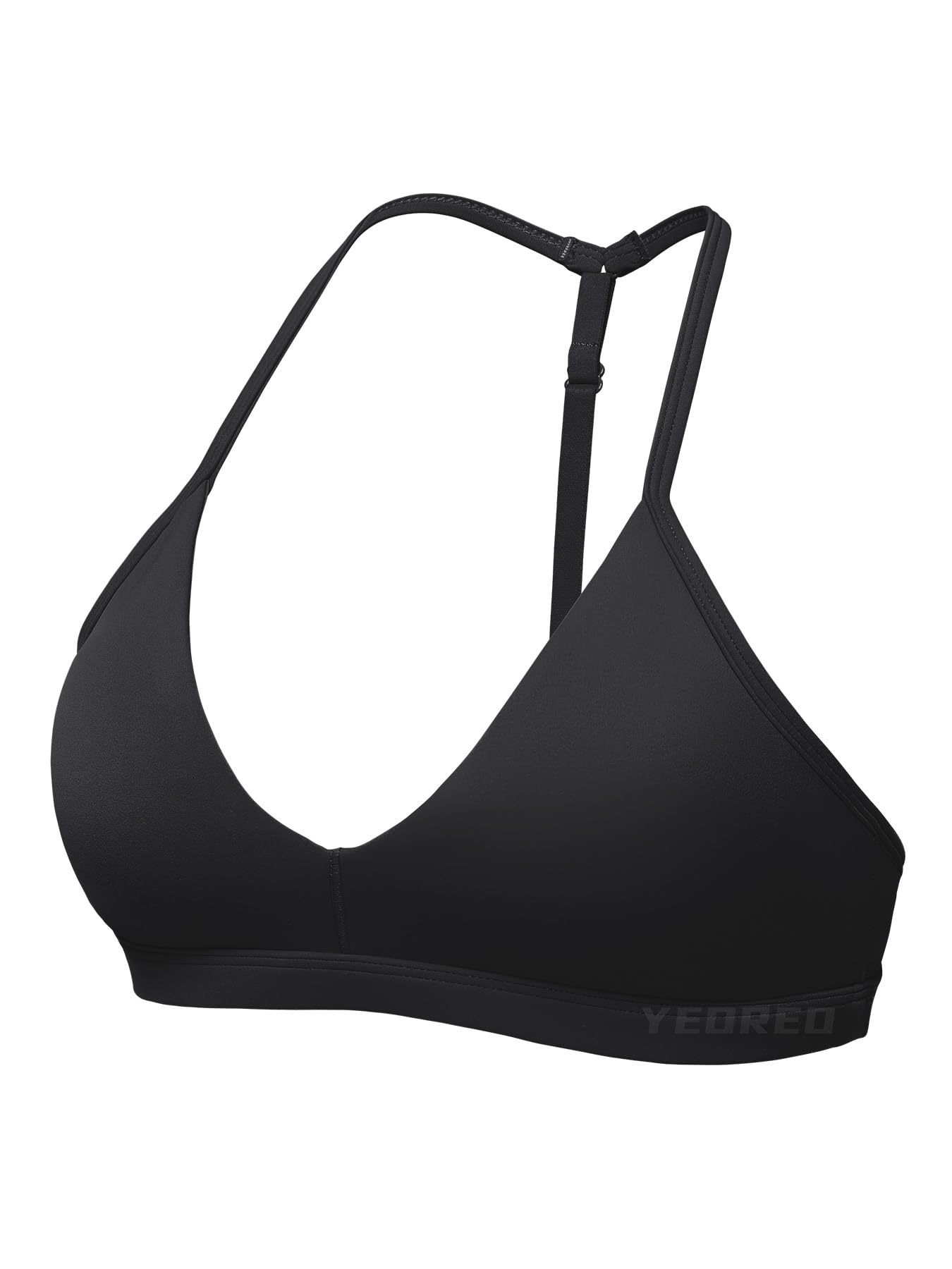 YEOREO Sports Bras for Women Strappy Padded Halter Ericie Open Back Light Impact Deep V Neck Yoga Workout Gym Tops
