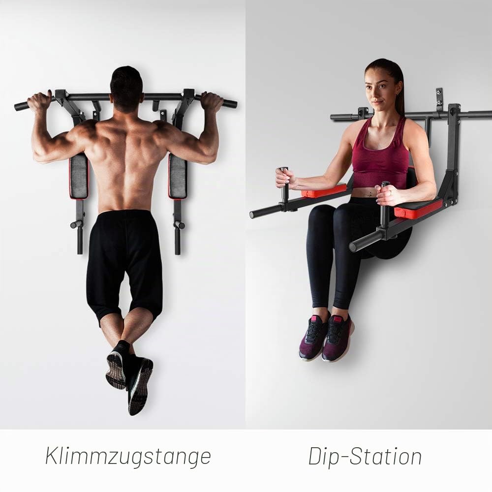 ONETWOFIT Multifunctional Wall Mounted Pull Up Bar/Chin Up bar, Dip Station for Indoor Home Gym Workout, Power Tower Set Training Equipment Fitness Dip Stand Supports to 440 Lbs