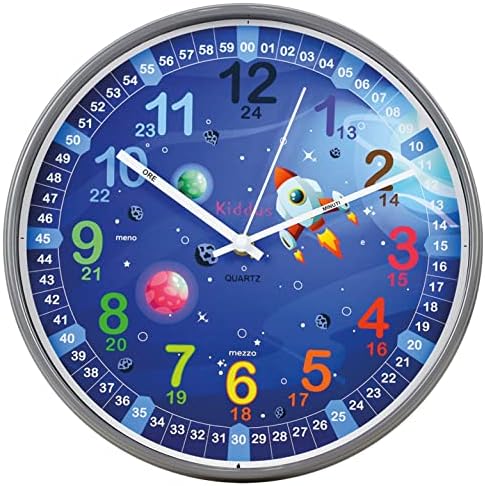 Orologio Da Parete Didattico Kiddus Per Bambini - Analogico, Silenzioso, Con Esercizi Per Imparare L'Ora - Foto 5