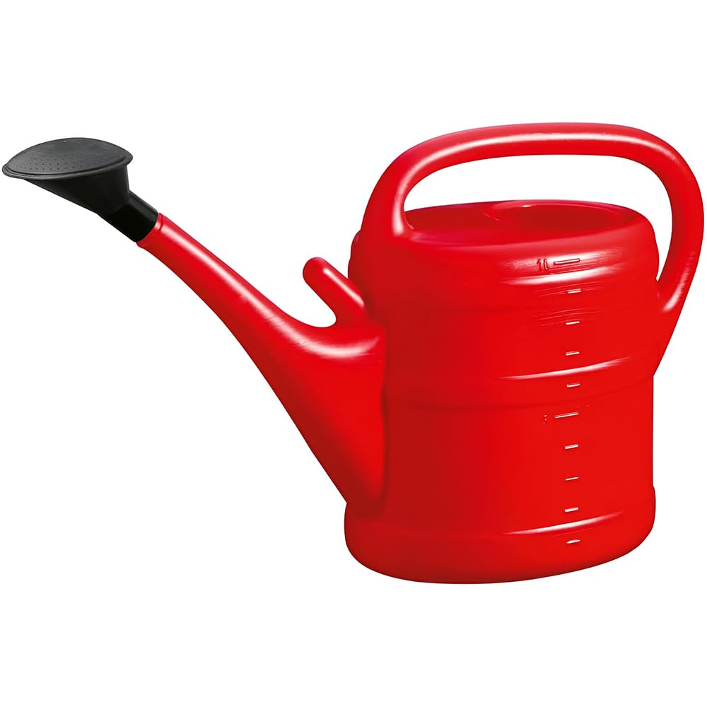 Watering Can 10L Red Large Plastic Watering Can Indoor Outdoor with Sprinkler Rose for Light Watering In Your Garden, Plants, Flowers, Bonsai, Garden