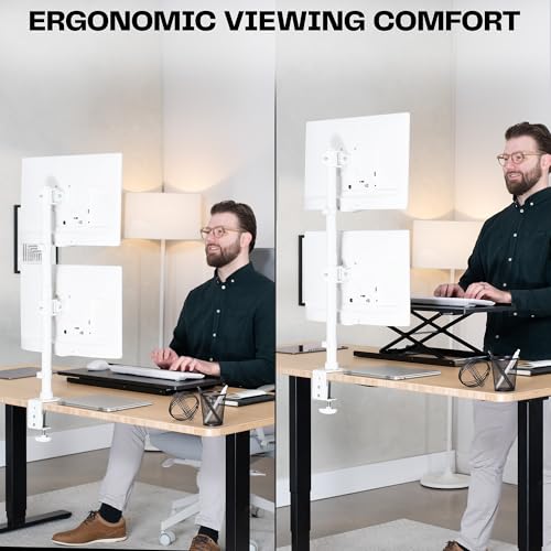 Image of VIVO Dual Monitor Desk Mount Stand with Height Adjustment and VESA Plates for 2 LCD Ultrawide Screens up to 34 inches, Stacked Array, STAND-V002RW
