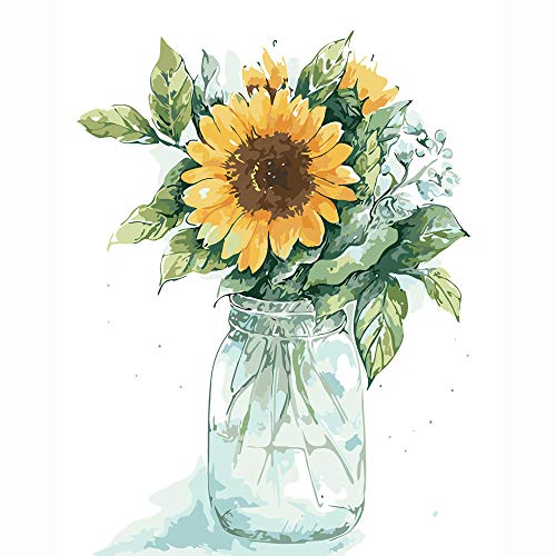 HLH Flores Cuadro Numeros Pintar Ninos 15.6x19.5 Pulgadas Cuadros por Numeros para Pintar para Principiantes - Gran Decoracin(Sin Marco)