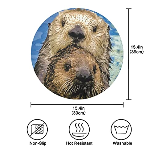 Vnurnrn Cute Animal Sea Otters Round Placemats Set Of 6, Washable Heat Resistant Place Mats For Dining Kitchen Table #TOP3