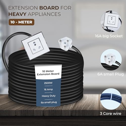 Image of Extension Board Heavy Duty Multi Socket 15A /16A /20A (2500 Watts 6A Small Plug, 10 Meter)