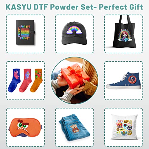 Kasyu Dtf Powder Film Kit With Sensor Recognition Stickers For All Dtf&Sublimation Printers,1.1 Lbs Dtf Powder&10Pcs Dtf Paper For All Color Fabrics, Transfer Paper On T Shirts Textile #TOP3