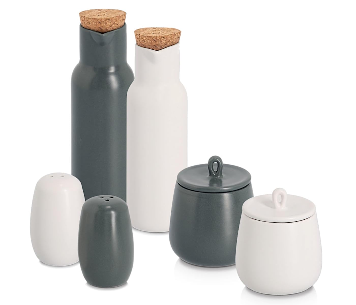 ZELLER PRESENT SCHÖNER LEBEN. PRAKTISCH WOHNEN. Bottiglia di aceto/olio in ceramica, 300 ml, colore bianco