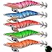 JSHANMEI 10 Pieces 10cm Glow in Dark Luminous Tail Squid Jigs Fishing Lures Shrimp Prawn Tackle Hooks