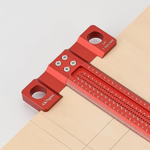 AKNgoes Woodworking Scriber T-Square Ruler 24in with Thoughtful Support Lips, Architect Ruler for Carpenter Work, Layout and Measuring Tools - Image 2