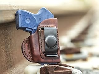 OUTBAGS USA LS4LCPX (Brown-Right) Full Grain Heavy Leather IWB Conceal Carry Gun Holster for Ruger LCP (not for LCP 2) 380 with Crimson Trace Laser. Handcrafted in USA.