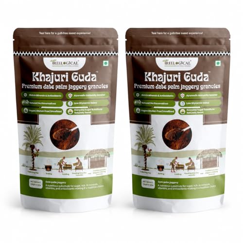 Image of TreeLogical Date Palm Jaggery Powder | Healthy Sugar Alternative | Pack of 2 (250 g Each) | Nolen Gur, Bengal Gur, Karupatti, Khajur Gud Powder | Preservative-Free, 100% Natural, Farm-Fresh Harvest