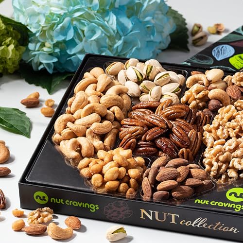 NUT CRAVINGS - Diwali Sweet Hamper Mid Autumn Nuts Collection Gift Basket in Elegant Box (7 Assortments) Food Arrangement Healthy Snack Care Package Assorted Food