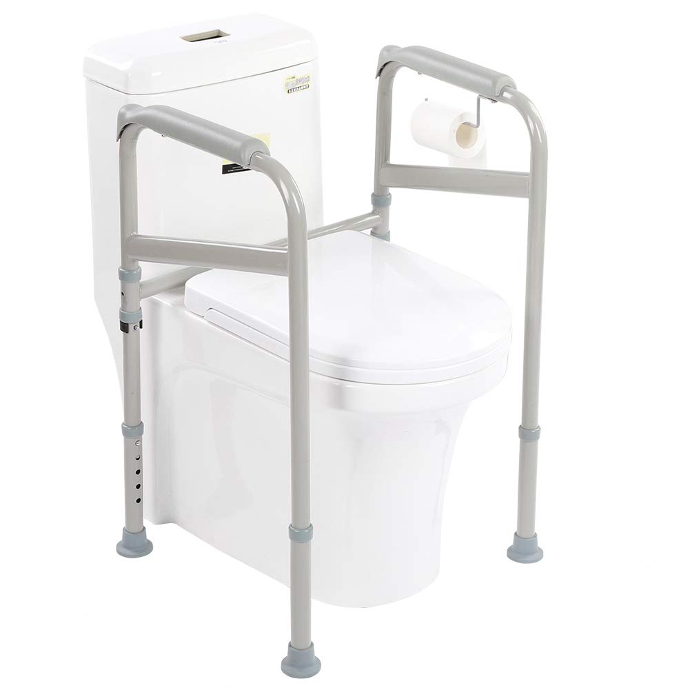 Ejoyous Telaio per WC Regolabile, Corrimano di Sicurezza per Bagno, Altezza 65-86 cm, per Anziani Disabili Donne Incinte