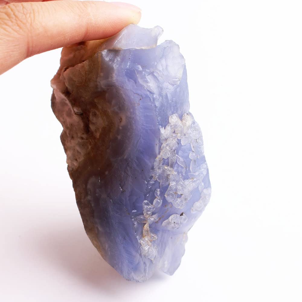 1 Filo di Agata Calcedonio blu Sasso Grezzo Naturale 10/15mm. , Lungo cm.40