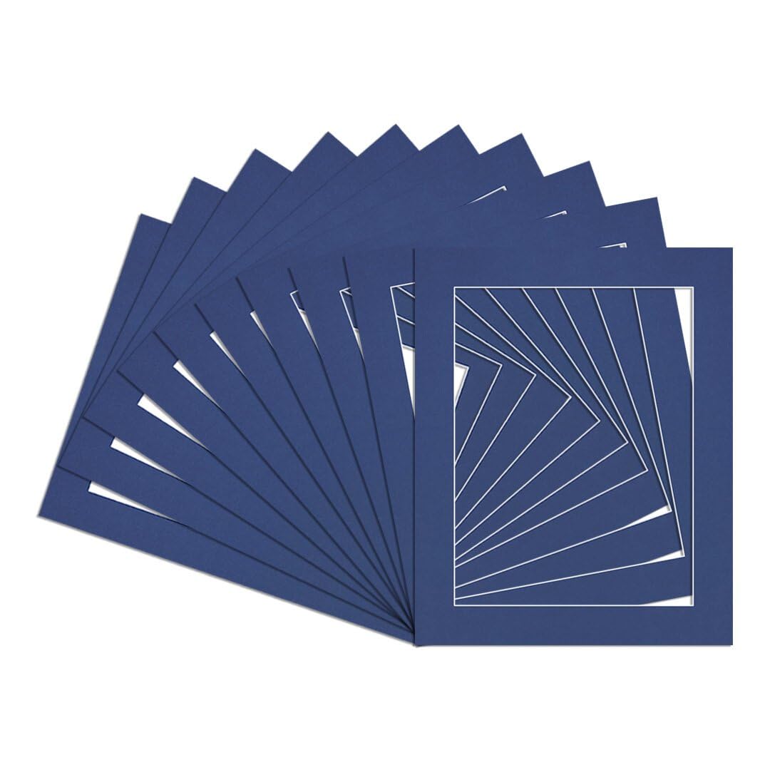 Procut Global 10x8" Blue Picture Mounts to Fit 8x6" Aperture - Precision Cut Cardboard Photo Mount - Ideal for Frames, Prints, Artwork & Certificates - Sizes & Colours Available - 10 Pack — image 1