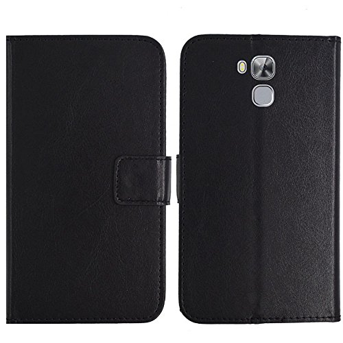 TienJueShi Schwarz Flip Book-Style Brief Leder Tasche Schutz Hulle Handy Hülle Abdeckung Fall Wallet Cover Etui Skin Fur Oukitel U16 Max 6 inch