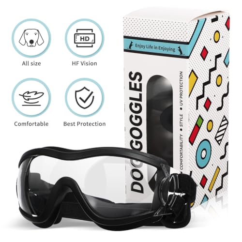 balacoo Sonnenbrillen für Hunde: UV-Schutz Sonnenbrille mit Einstellbar Gummiband Wasserdicht Winddicht Augenschutz für Mittel/Gross Hunde