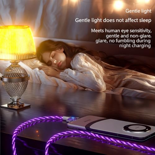 Image of AYI Purple Starry Sky USB Charging Cable Cross Edition, 6-in-1 Multi Charger Cord 39in, Glowing LED Data Sync Wire, Tangle-Free PVC, Smart Trickle Charge Chip, Compatible with Virtually All Devices.