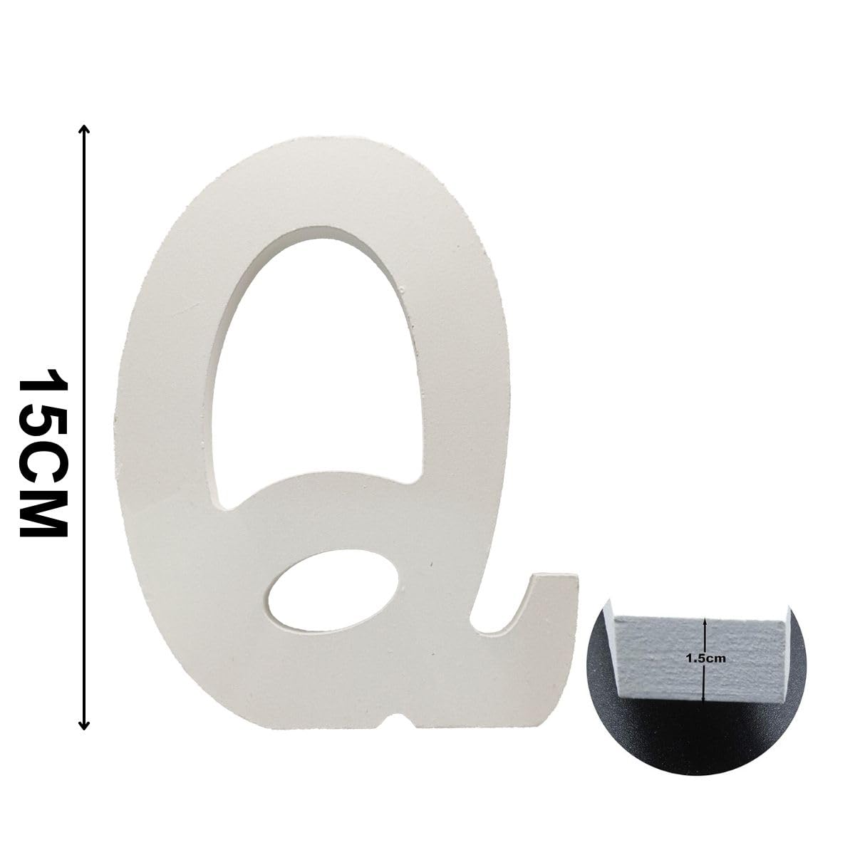 6 Inch White Decorative Wooden Letters and Numbers (Q) - Image 2