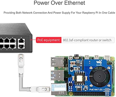 Power over Ethernet PoE HAT for Raspberry Pi 4B/3B+, IEEE 802.3af-Compliant, 5V 2.5A DC Output, PoE HAT Onboard Cooling Fan, Compatible with Raspberry Pi Official 4B/3B+ Case