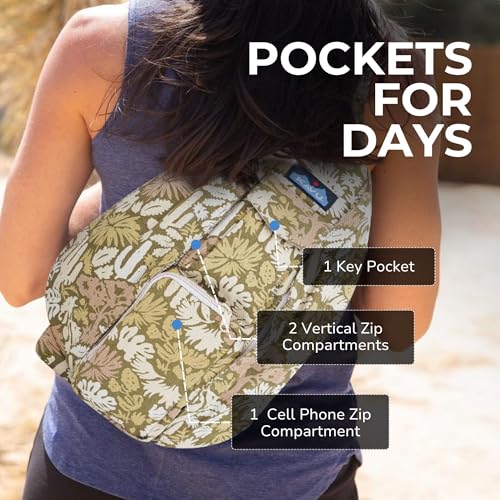 Image of KAVU Rope Sling Bag - Large Crossbody Bags for Women & Men | Hands Free, Cross Body for Travel, Hiking & Everyday Carry, with Padded Back, Adjustable Rope Strap & Cotton Canvas