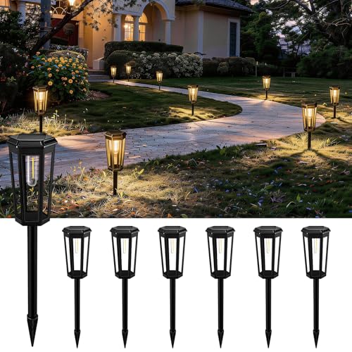 Lampe de jardin solaire pour allée et terrasse ambiance blanc chaud chaleureuse