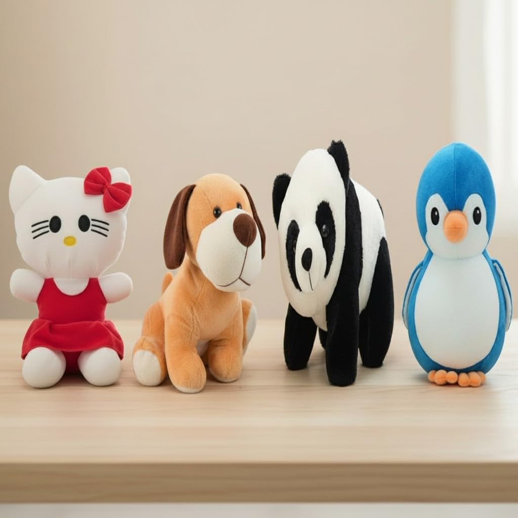 Pack of 4 Soft Toys (Dog, Panda, Cat & Penguien) Awesome Gift for Girls/Kids | Soft Stuffed Plush Animal |-picture-13