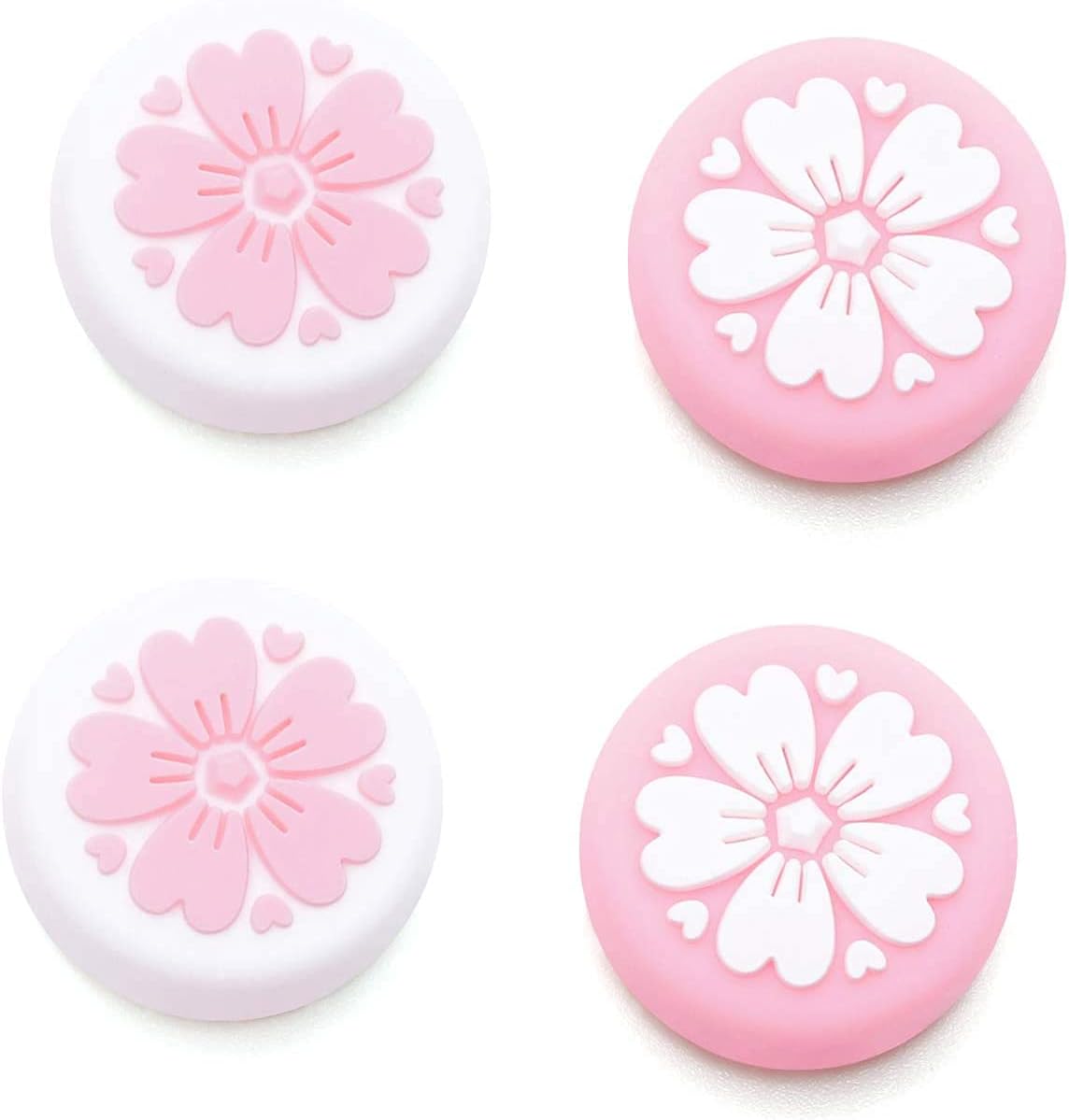 LightPro Switch Thumb Grip Caps Joystick Cap for Nintendo Switch and Switch Lite, Cute Sakura Flower Soft Silicone Analog Stick Cover for Joy-Con Controller (Pink)