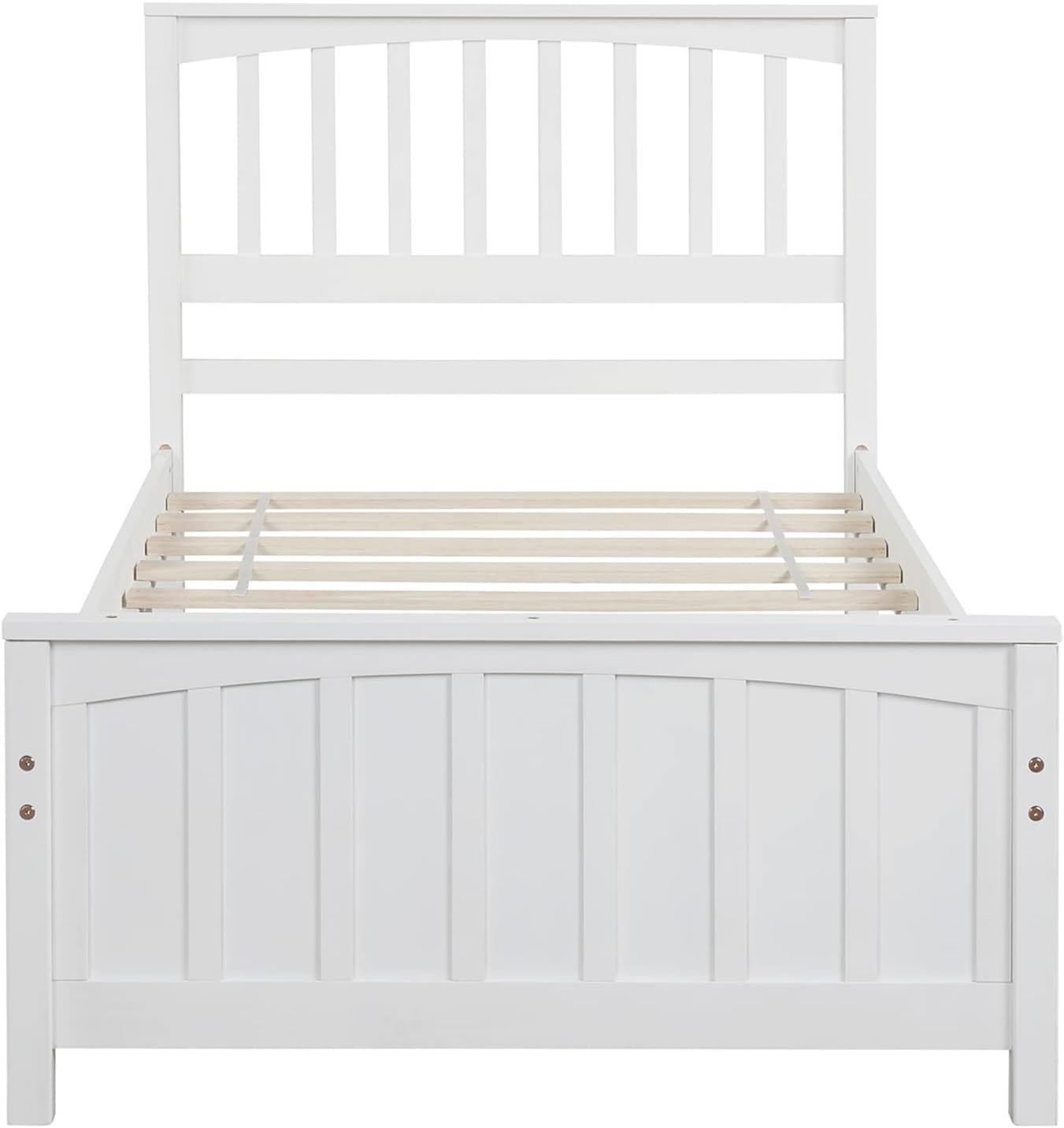Bellemave Twin Bed Frame Wooden Platform with Headboard Solid Wood Captain Beds for Boys Girls Kids Teens, No Box Spring Needed, White
