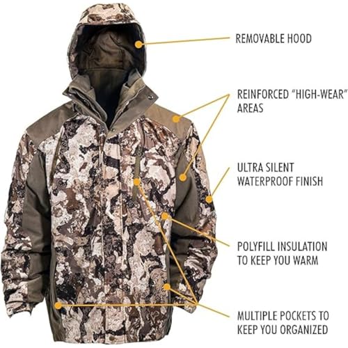 HOT SHOT Men’s 3-in-1 Insulated Camo Hunting Parka, Waterproof Jacket, Versatile Camouflage Hunting Clothes for Men2