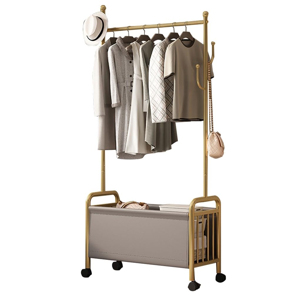 Porte-manteau robuste en acier inoxydable 60-100 cm avec panier