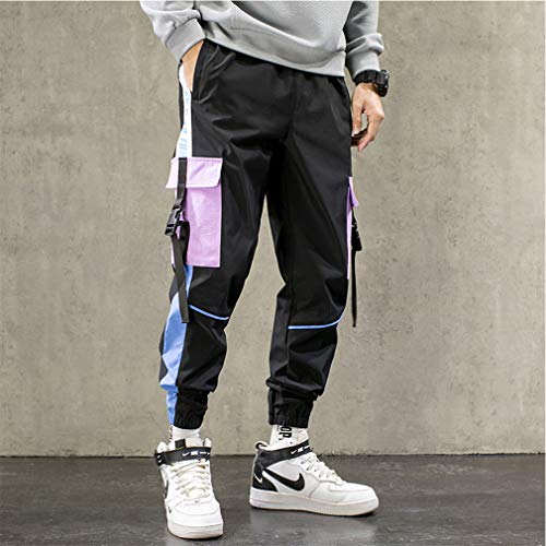 Mens Joggers Cargo Pants Outdoor Sports Fashion Casual Athletics Cool Pants for Men Hip Hop with Drawstring