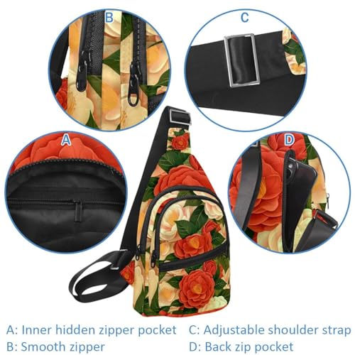 Mochila cruzada de camelia estilo vintage multicolor con ajuste universal 2