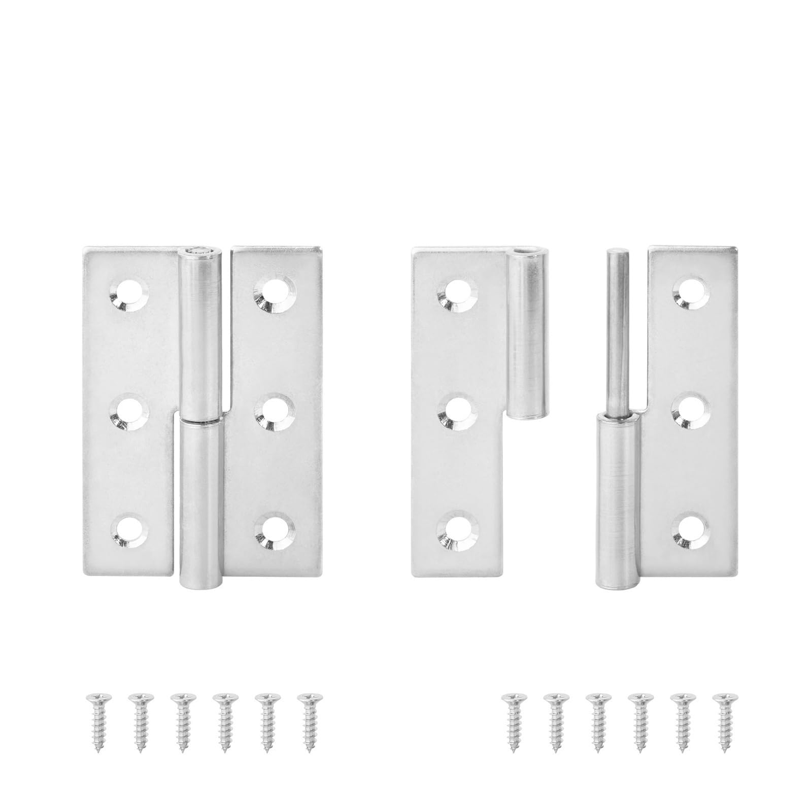 Window Hinge 2PCS Stainless Steel Detachable Hinge 270 Degree Black Removable Wooden Furniture Door Hinges for Cabinet Cupboard Closet Box for Cabinet, Door, Window(StainlessSteel75mm R)