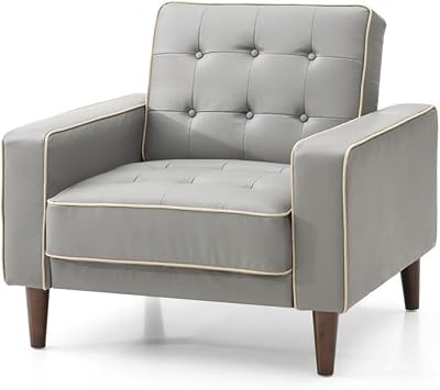 Glory Furniture Andrews Faux Leather Upholstered Convertible Chair in Gray