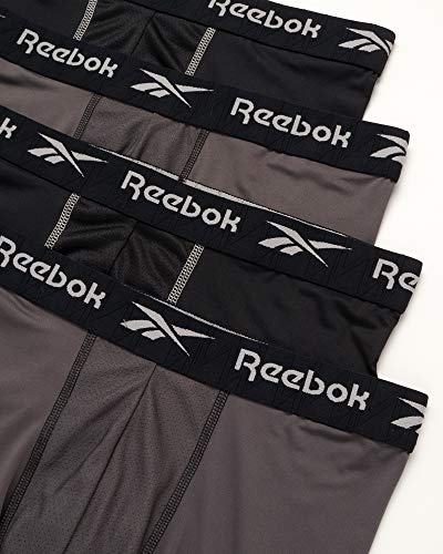 Reebok Men's Boxer Briefs – 4 Pack Quick Dry Moisture Wicking Performance Mens Underwear - Stretchy Soft Boxers for Men S-XL, Size Large, Black/Magnet2