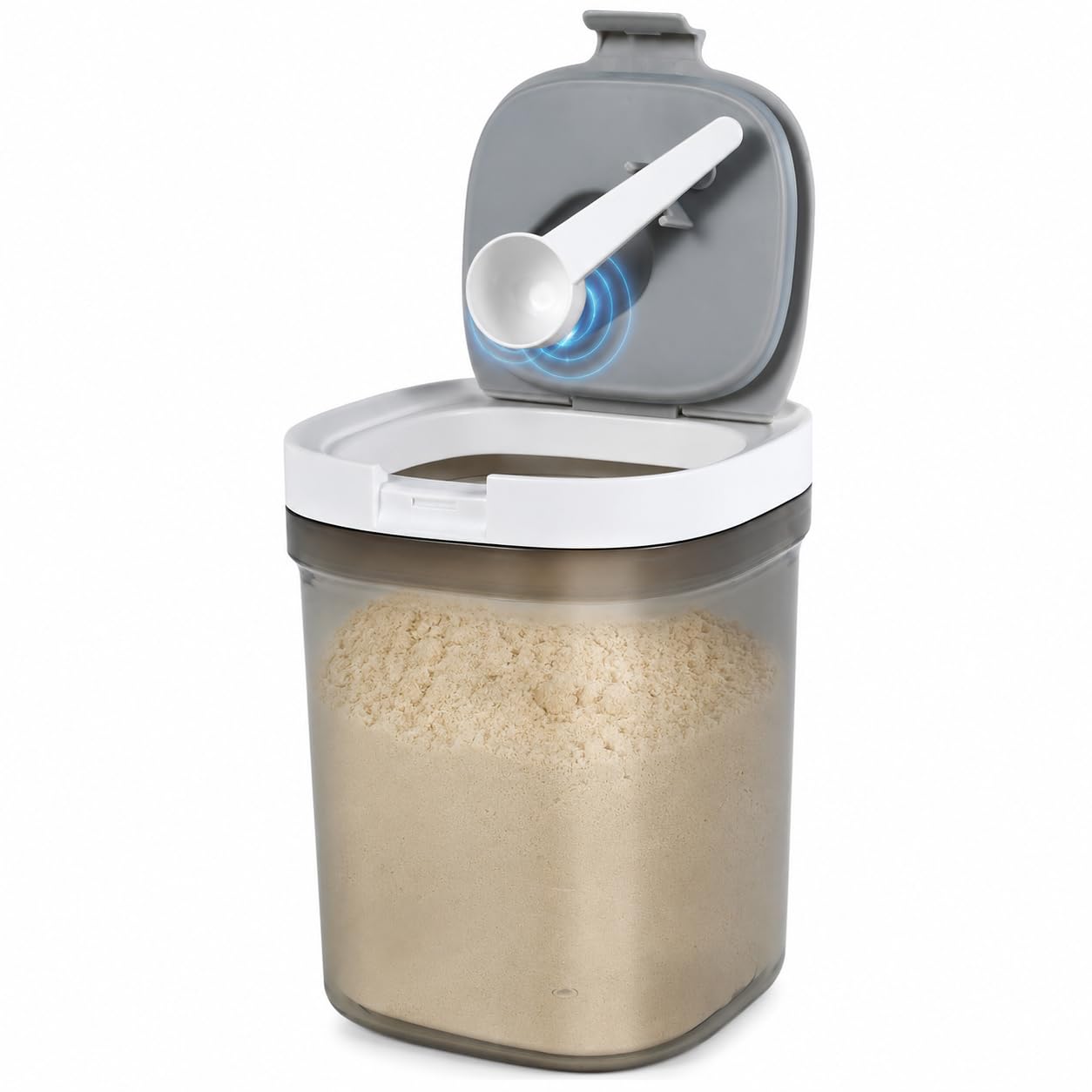 Anihet Powder Dispenser with Magentic Spoon, Airthight Food Coffee Storage Cpntainer with Lid and Scraper for Formula, Protein, Creatine, Sugar, Beans, Tea, Cereal (1300ml)