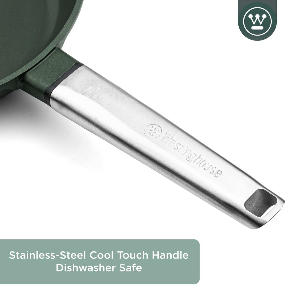 Westinghouse PERFORMANCE SERIES Wok Pfanne mit Deckel, Beschichtete Pfanne 28 cm mit Edelstahl-Griff, Bratpfanne Induktion, Für jeden Herd, Non Stick Pan, Ofenfest & Spülmaschinenfest, Grün
