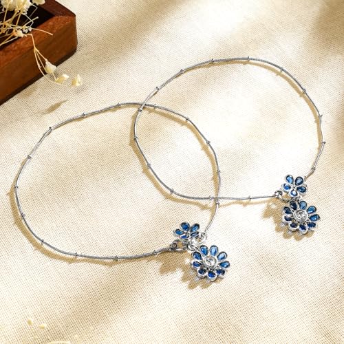 Image of Rubans Oxidised Anklets Jewellery Gift for Women & Girls | Kundan Ethnic Traditional