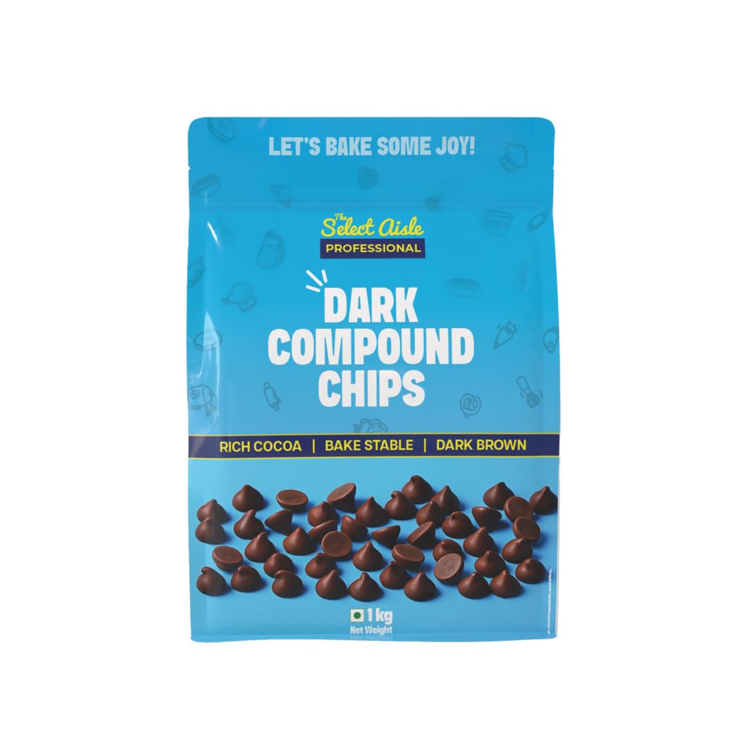 The Select Aisle Dark Compound Chips-1kg [Chocolate Chips for cake decorations/baking/cake toppers]