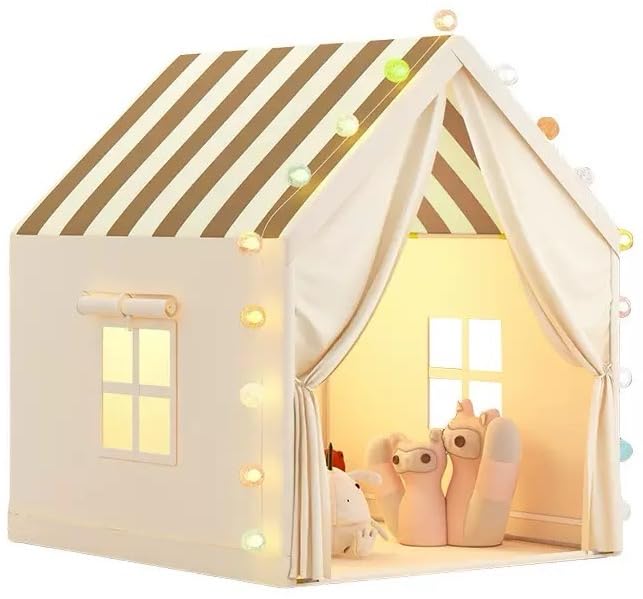 Large Kids Tent House Indoor Outdoor,Toddler Play Tent With Birthday Party Decoration,Play house for Baby Princess Castle Tent, Kids Indoor Room Toys for Girls Boys (Stripes)