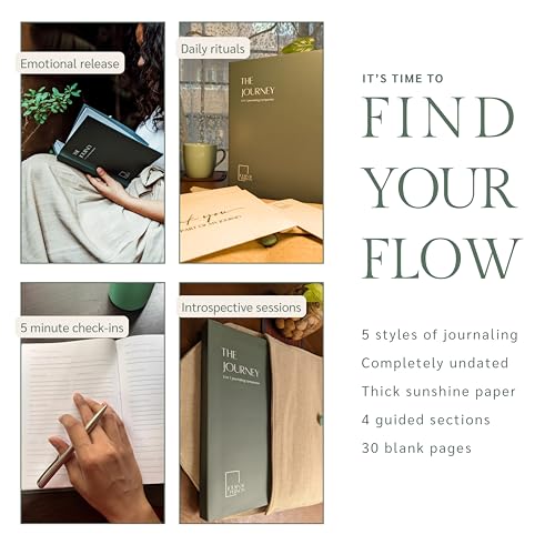 Image of THE JOURNEY Guided 2026 Journal Kit - Gratitude Journaling, Daily Reflections, Emotional Release, Introspection & Plain Pages - A5 Hardbound Undated Journal with Fabric Bag, Bookmark,Gratitude Letters