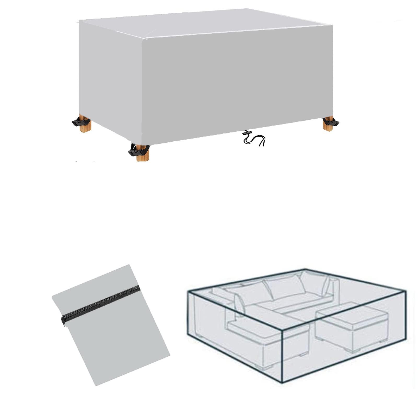 Housse salon de jardin imperméable 200x70x85cm bâche de protection extérieure