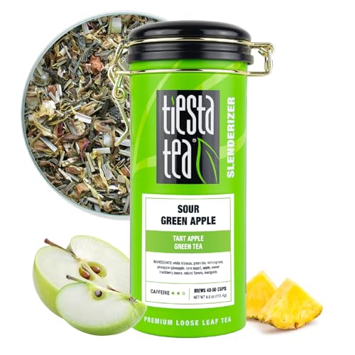 Tiesta Tea - Sour Green Apple, Loose Leaf, Tart Apple Green Tea, Medium Caffeinated Blend, Makes Hot or Iced & Up to 40-50 Cups, 4oz Refillable Tin