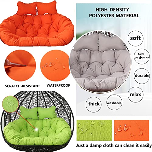 Columpio colgante doble con cojín suave profundo para 2 personas con correas totalmente acolchadas para máxima comodidad, perfecto para relajación y ocio.