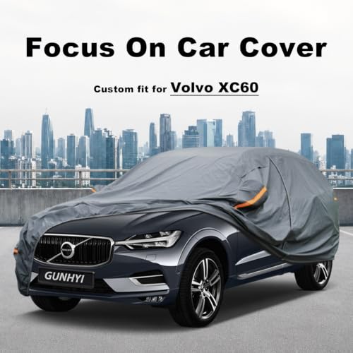 Image of GUNHYI Premium Car Cover Custom Fit Volvo XC60, 16 Layers Heavy Duty Car Cover Waterproof All Weather with Zipper Door for Sun Rain Snow Dust Uv Protection