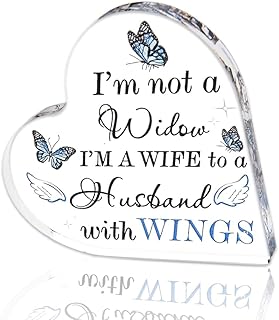 Husband Memorial Gifts for Wife Im Not A Widow Im A Wife To A Husband With Wings Sympathy Gifts for Loss of Husband Gift Celebration of Life Décor Sign for Desk Blue Butterfly Memorial Plaque for Home